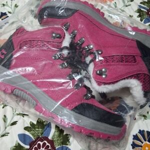 Pink Women's Winter & Rain Boots with Faux Fur Lining